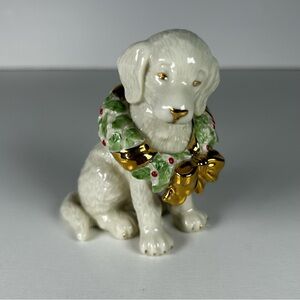 Lenox A Golden Year of Puppies Holiday Cheer Puppy Wreath December 24K Gold